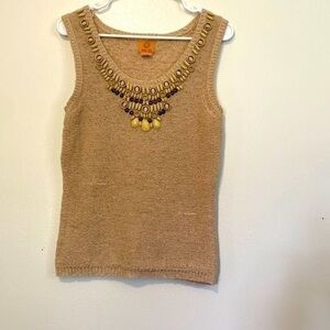 RUBY Rd. Stunning beaded sleeveless shirt med